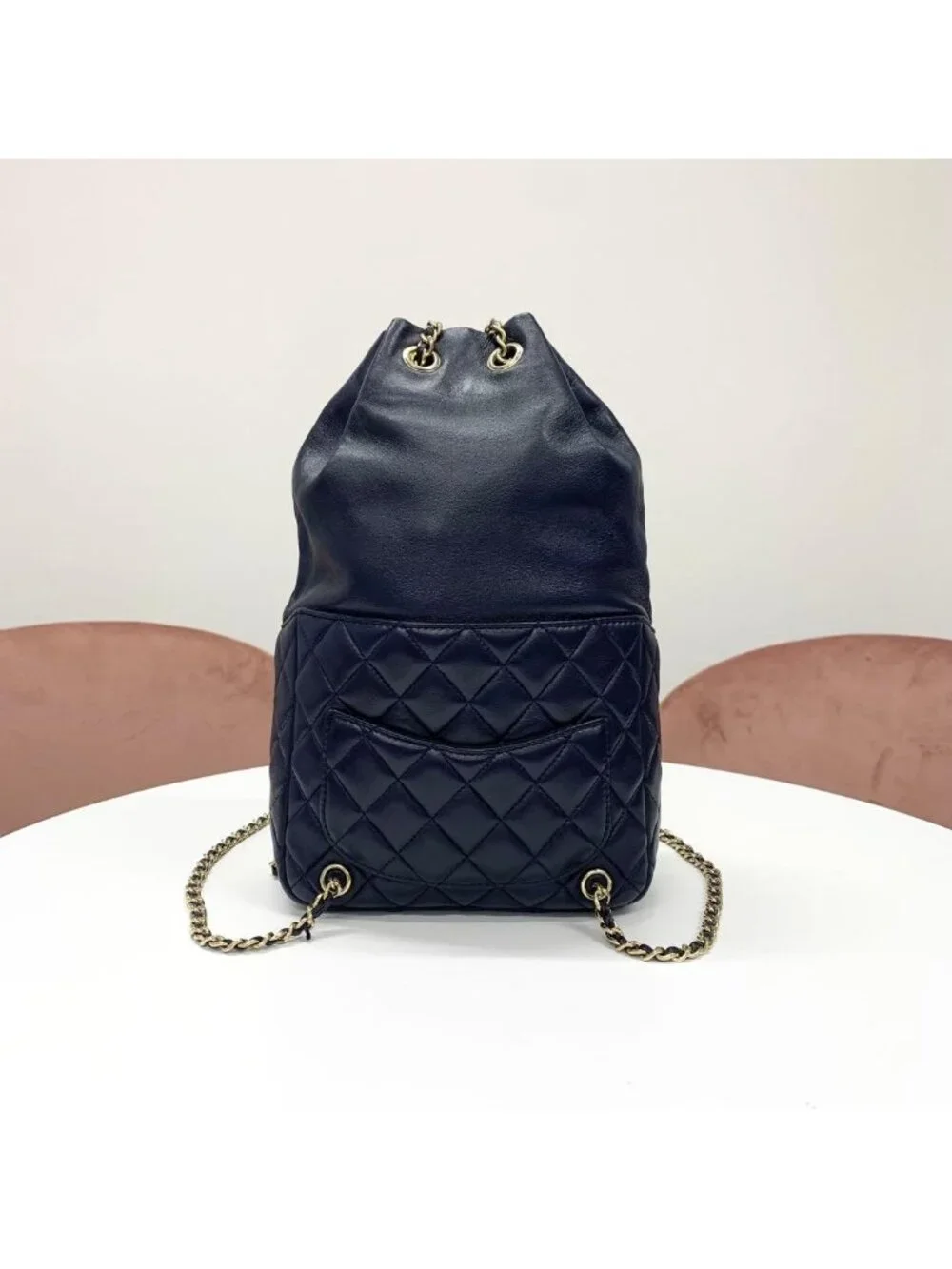 Chanel Lambskin Quilted CC Logo Turnlock Chain Backpack